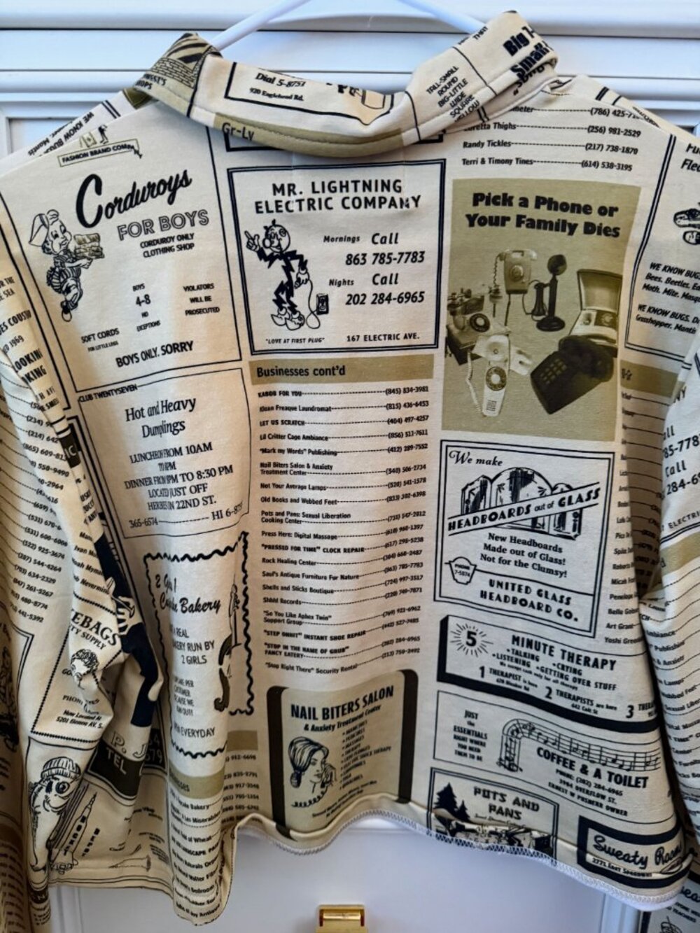 Fashion Brand Company “White Pages” Newspaper Print Crop Shirt - Picture 7 of 10
